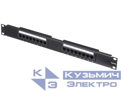 Патч-панель UTP, 19", 16 портов RJ45, cat.5е, 1U, Dual Type, "L"