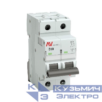 Выключатель автоматический модульный 2п D 10А 6кА AV-6 AVERES EKF mcb6-2-10D-av