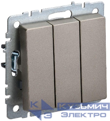 Выключатель 3-кл. СП BRITE ВС10-3-0-БрШ 10А механизм шампань IEK BR-V30-0-10-K37