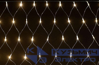 Гирлянда "Сеть" 1.5х1.5м 160LED тепл. бел. IP20 провод прозр. 230В с контроллером 8 режимов IEK LGDB410-1-160-L1-T-S-44