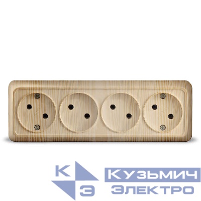 Розетка 4-м ОП Олимп 16А IP20 без заземл. сосна UNIVersal 1174