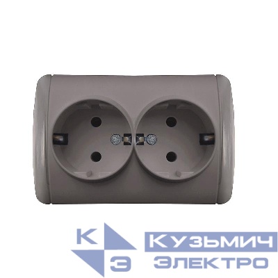 Розетка 2-м ОП Клио 16А IP44 с заземл. сер. UNIVersal К2231-Gr