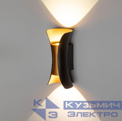 Светильник светодиодный WL42 BK+GD 10Вт 3500К IP54 для интерьера/фасадов черн./зол. Эра Б0054420