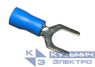 Вилочный кабельный наконечник SV 2-6 (НВИ d=6,4мм) 1,5-2,5мм2, изолированный, синий, 100шт., NETKO Optima