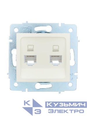 Розетка компьютерная 2-м СП ASTI IP20 RJ45 механизм жемчуж./бел. перламутр. LEZARD 7081-3088-141