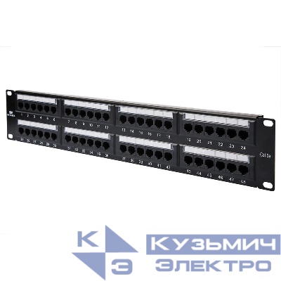 Панель коммутационная кат.5E UTP 19дюйм 2U 48хRJ45 568A/В с организат. черн. Datarex DR-405100