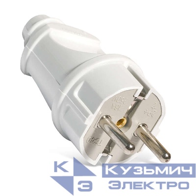 Вилка электрическая прямая 16А 250В с заземл. бел. (еврослот) UNIVersal А101