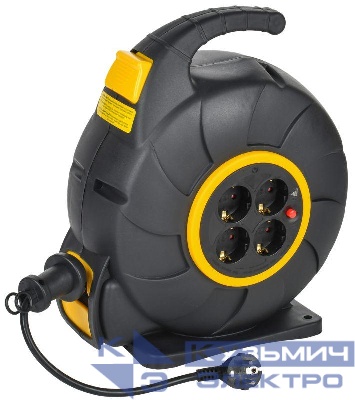 Удлинитель на катушке TWIST 4х20м с заземл. автосмотка 16А IP20 ПВС 3х1.5 IEK TW-KP27-16-04-20