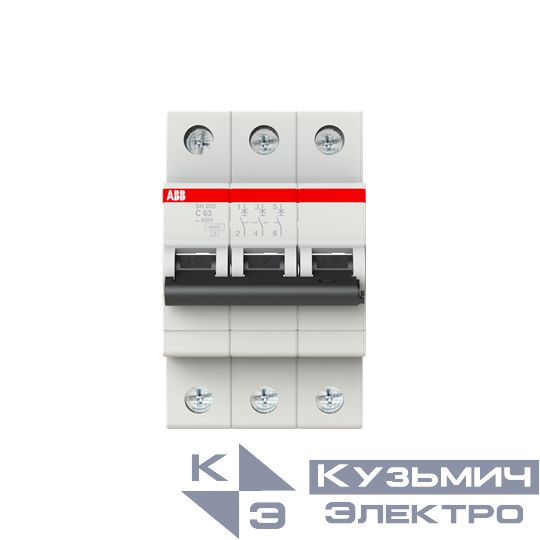 SH203 C63 6,0кА  Автоматический выключатель 3-полюсный 2CDS213001R0634