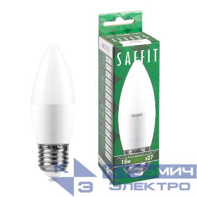 Лампа светодиодная SBC3715 15Вт C37 свеча 4000К E27 230В SAFFIT 55206
