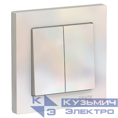 Выключатель 2-кл. СП AtlasDesign 10А IP20 (сх. 5) 10AX в сборе жемчуж. SE ATN000452