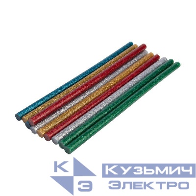 Стержень клеевой d11мм L270мм цвет. с блестками (уп.10шт) Rexant 09-1285