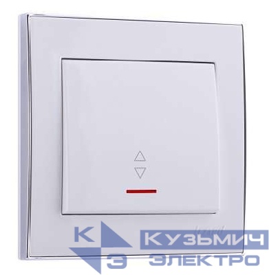 Переключатель проходной 1-кл. СП Rain 10А IP20 с подсветкой с хром. боковой вставкой бел. LEZARD 703-0225-114