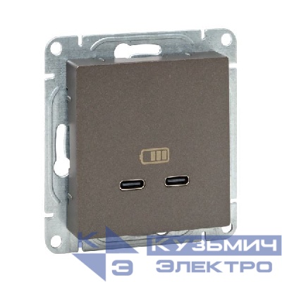 Розетка 2-м СП Эпика USB-C механизм мокко EKF UP1-SOM-2USBC