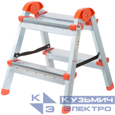 Лестница-стремянка двусторонняя 2 ступ. Н=45.5см 2.7кг стальная КУРС 65391
