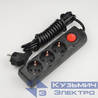 Удлинитель 3х3м с заземл. Standart S-GCD3-3B черн. Uniel UL-00003608