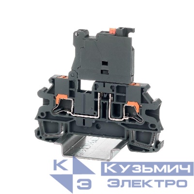 Клемма для предохранителя зажим Push-in 2 точки подключения индикация 24В 4кв.мм сер. DKC IPR-4-HESILED24