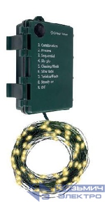 Гирлянда "Роса" DC-G06-50Y 50 microLED 5.1м. 8реж. (3хAA в компл.) желт. ФАZА 5059665