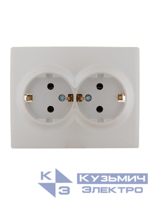 Розетка 2-м СП Karina с заземл. керамика жемчуж./бел. перламутр. LEZARD 707-3000-127