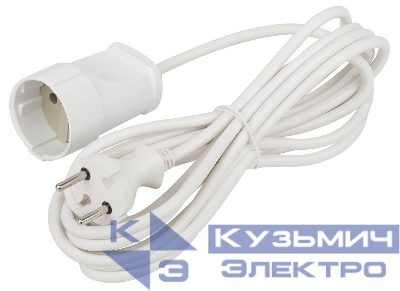 Удлинитель-шнур 1х5м без заземл. 6А IP20 UX(6)-1-5m ПВС 2х0.75 Эра Б0039820