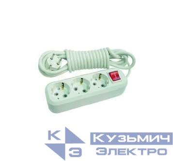 Удлинитель 3х5м с заземл. 16А IP20 с выкл. пластик. Makel MGP214