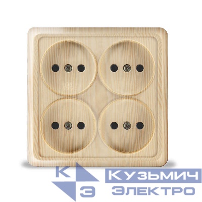 Розетка 4-м ОП Олимп 16А IP20 квадрат. без заземл. сосна UNIVersal 1176