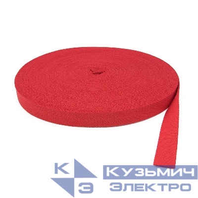 Монтажная лента текстильная 50 м цвет: красный