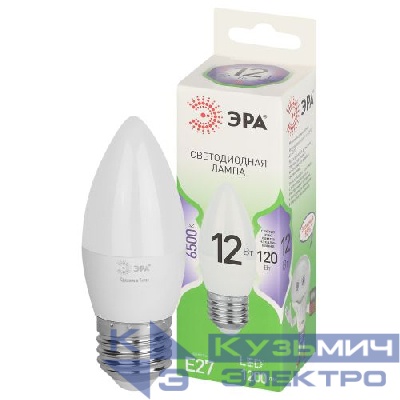 Лампа светодиодная GREEN LINE B35-12W-865-E27 GL 12Вт свеча 6500К свет холод. E27 Эра Б0067127