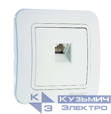 Розетка телефонная 1-м СП Lillium 16А IP20 евро стандарт бел./бел. Makel 70014