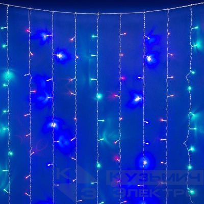 Занавес LED со статическим свечением ULD-C3020-240/STK MULTI IP44 3х2м соед. 240 диодов разноцвет. провод прозр. Uniel UL-00007212