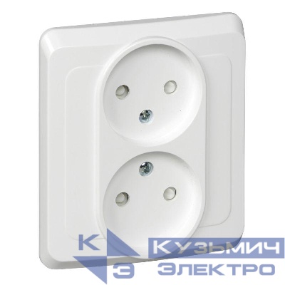 Розетка 2-м СП Этюд 16А IP20 250В без заземл. защ. шторки бел. SE PC16-006B
