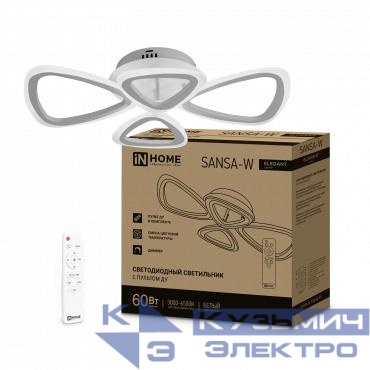 Светильник светодиодный ELEGANT SANSA-W 60Вт 3000-6500К 4700лм 230В 600х400х75мм с пультом ДУ бел. IN HOME 4690612043326