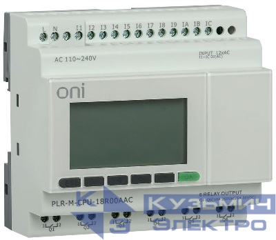 Контроллер программируемый логический (микро ПЛК) PLR-M. CPU DI12/DO06 220В AC ONI PLR-M-CPU-18R00AAC