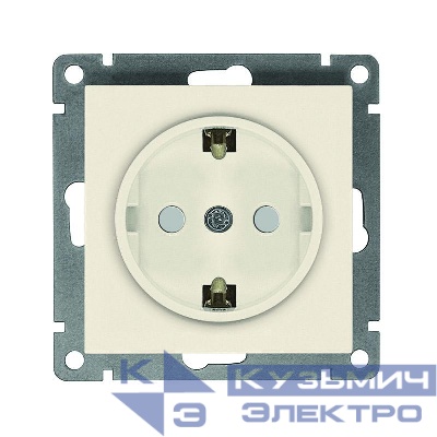 Розетка 1-м СП Афина 16А IP20 с заземл. защ. шторки механизм сл. кость (ivory) Universal A0049-I