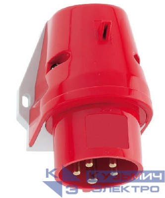 Вилка настенная 32А 5п 3P+N+PE 6ч 400В IP44 Bals 242002