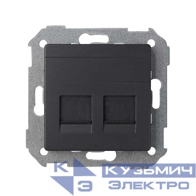 Адаптер на 2 RJ45 коннектора Simon82 графит 82006-38