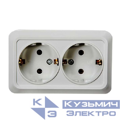 Розетка 2-м BOLLETO с заземл. накл. 7128 бел. ASD / IN HOME 4680005959839