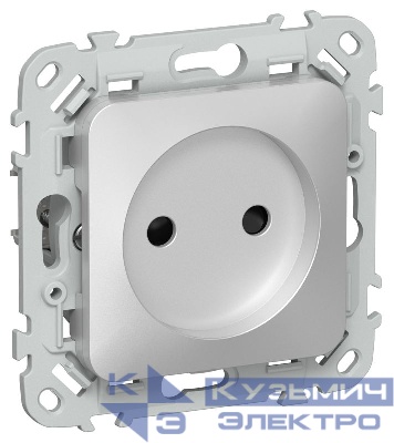 Розетка СП FLITE РСш01-1-ФлА 10А без заземл. с защ. шторками безвинтовое крепление механизм алюм. IEK FI-R13-10-1-K47