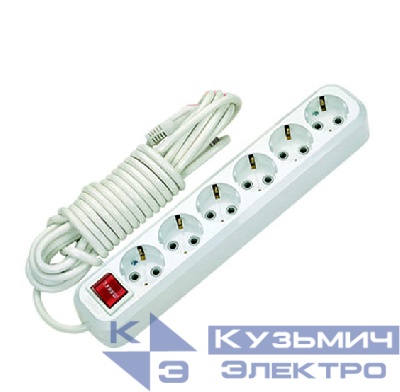 Удлинитель 6х2м с заземл. 16А IP20 с выкл. Makel MGP232