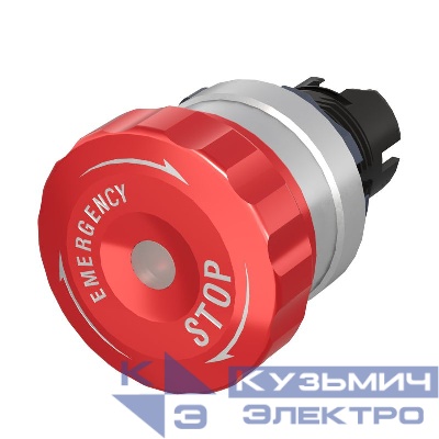 Кнопка грибовидная аварийная d40 поворотн. алюм. кольцо DKC M22E-MLLRA