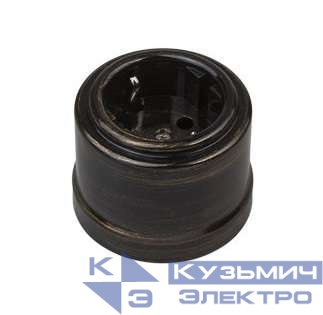 Розетка 1-м ОП Лизетта 16А IP20 ретро с заземл. ABS-пластик бронз. Bironi B1-101-25