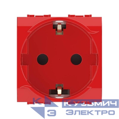 Розетка 1-м СП 2мод. Brava 16А IP20 с заземл. защ. шторки красн. DKC 76482R