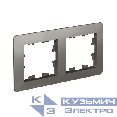 Рамка 2-м AtlasDesign Air сталь/дым. черн. SE ATN220902