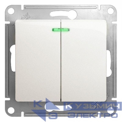 Выключатель 2-кл. СП Glossa 10А IP20 (сх. 5а) 10AX с подсветкой механизм перламутр. SE GSL000653