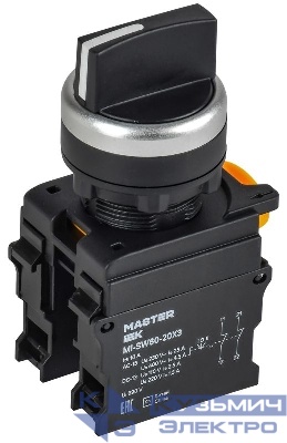 Переключатель 3 полож. 2НО черн. MASTER IEK MI-SW60-20X3-5-24-3-K02
