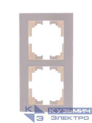 Рамка 2-м Rain горизонт. без вставки жемчуж./бел. метал. LEZARD 703-3030-147