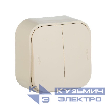 Переключатель проходной 2-кл. ОП Quteo 10А IP20 250В сл. кость IEK 782236