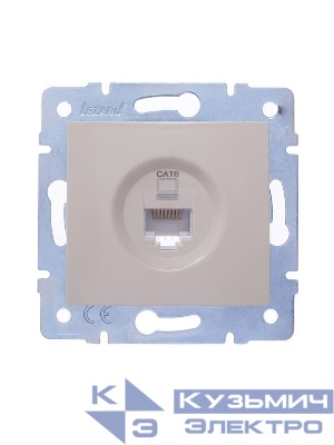 Розетка компьютерная 1-м СП KARINA IP20 RJ45 кат.6 механизм крем. LEZARD 707-0388-140