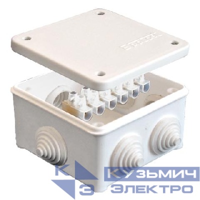 Коробка распределительная ОП 85х85х45мм IP54 с клемм. 7 выходов 3 гермоввода 10А 6 контактов крышка на винтах бел. Epplast 130113