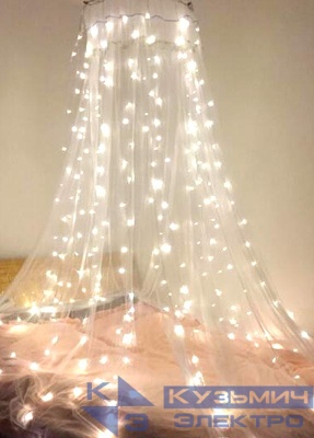 Гирлянда светодиодная "Пучок" 7 нитей 1.8м 126LED тепл. бел. 220В провод зел. КОСМОС KOC_TRE-V71